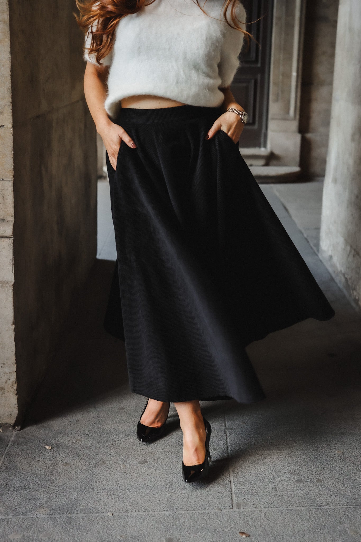 Carrie Cord Skirt - Black