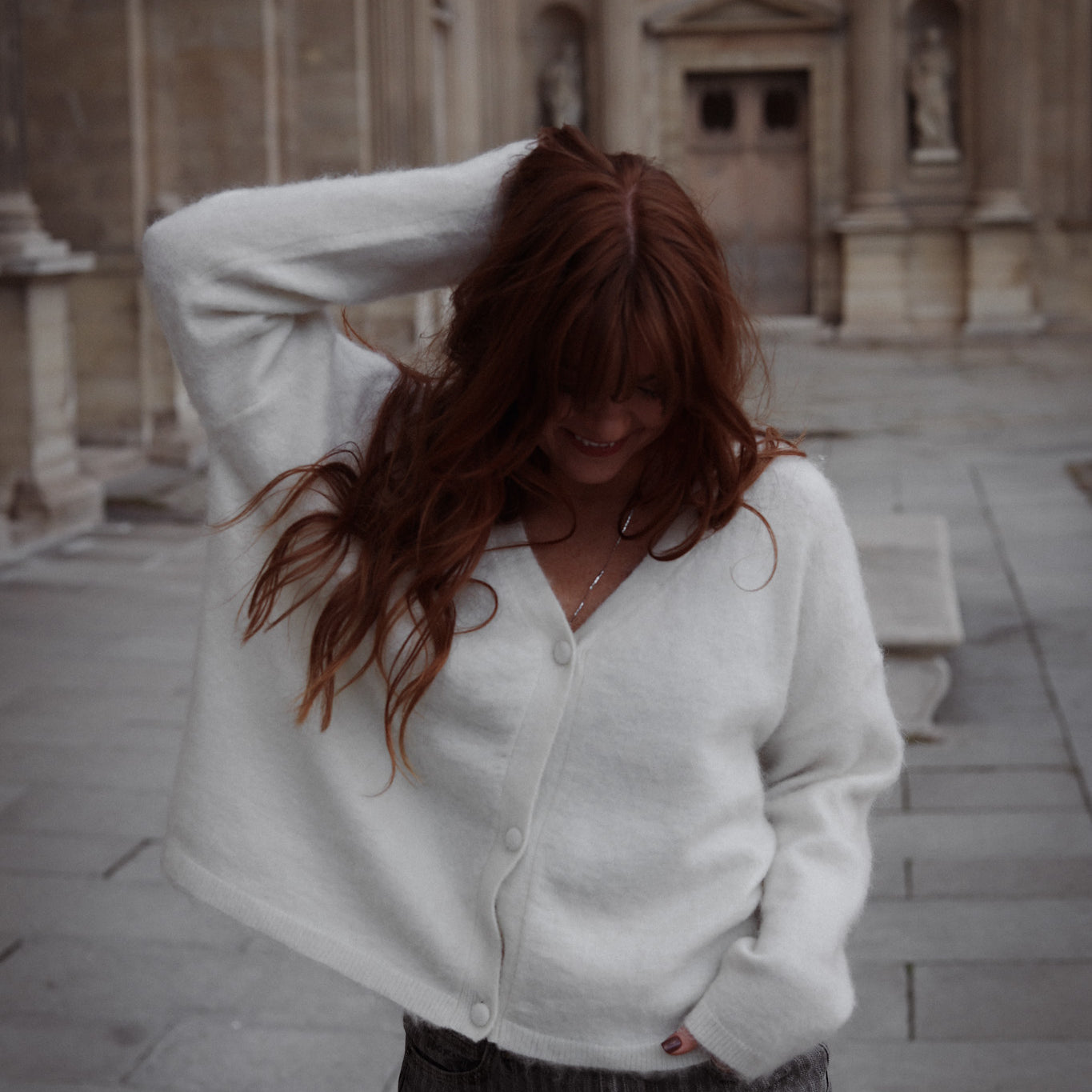 Boxy Card Sweater - Offwhite