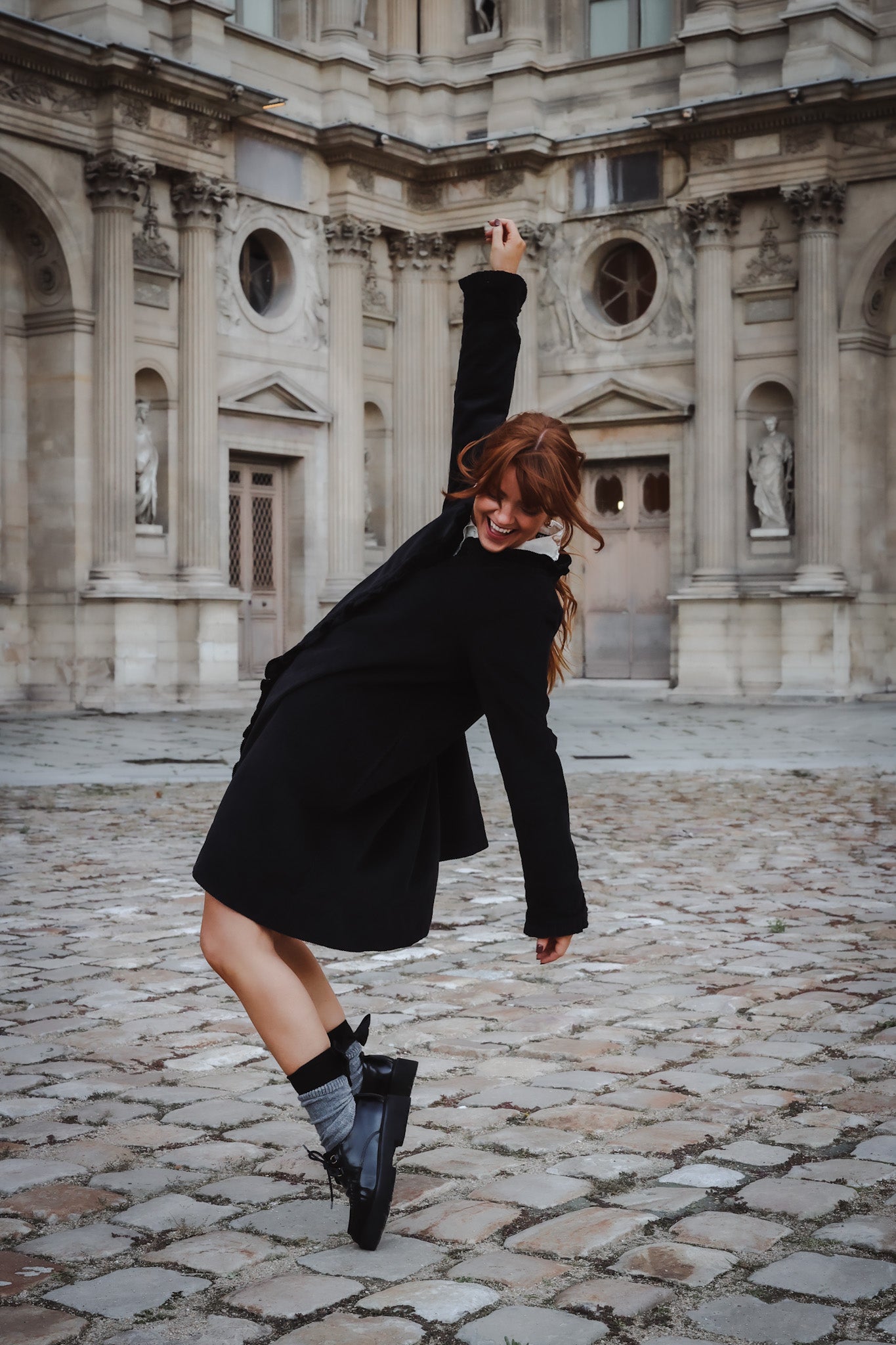 Cord Coat Dress - Black