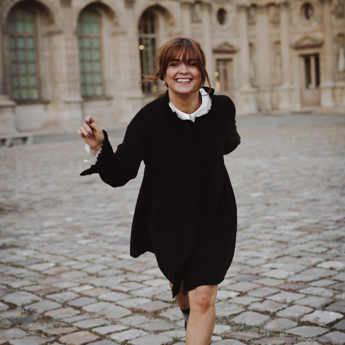 Cord Coat Dress - Black