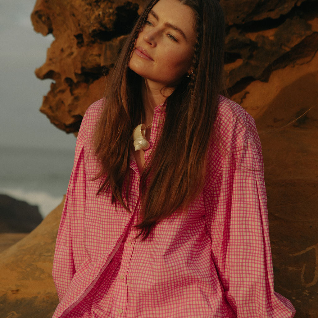 Summer Lounge Set - Hot Pink Check