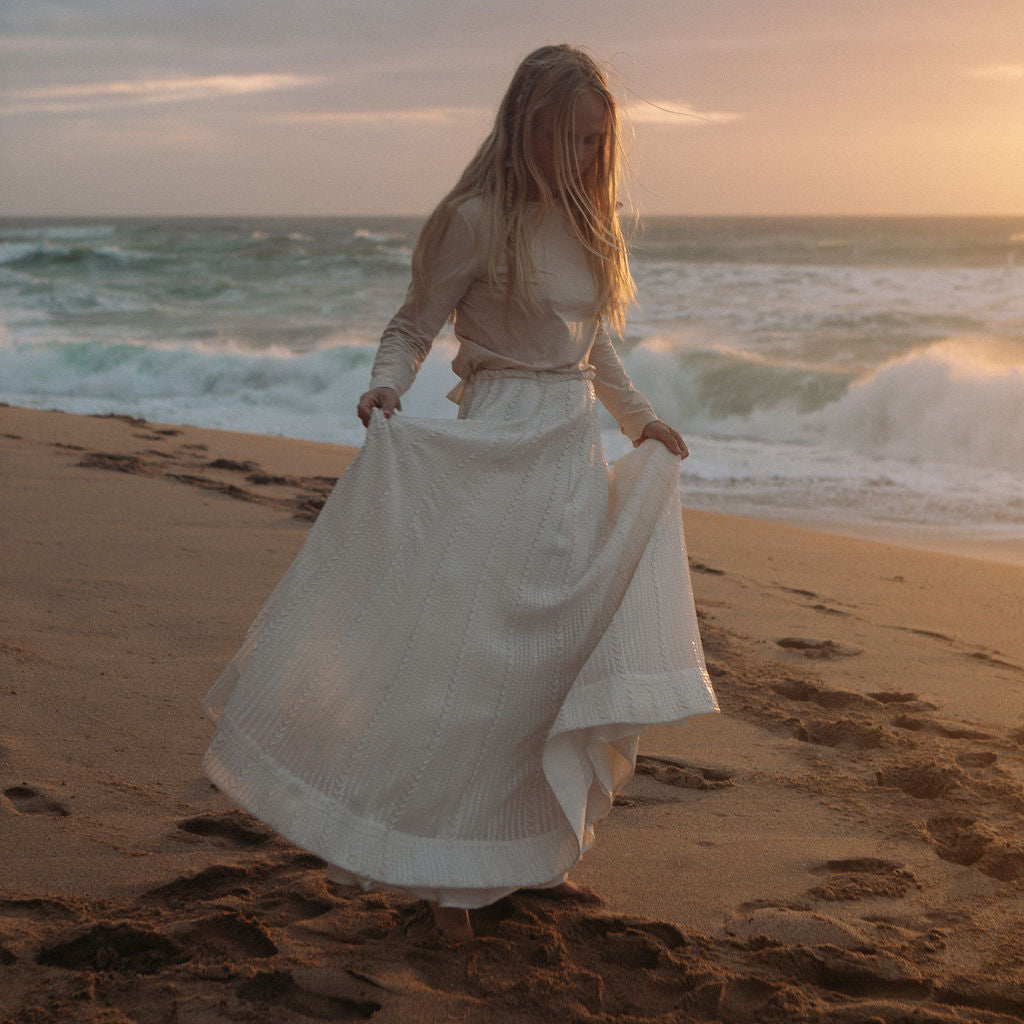 Long Sequin Skirt - Offwhite