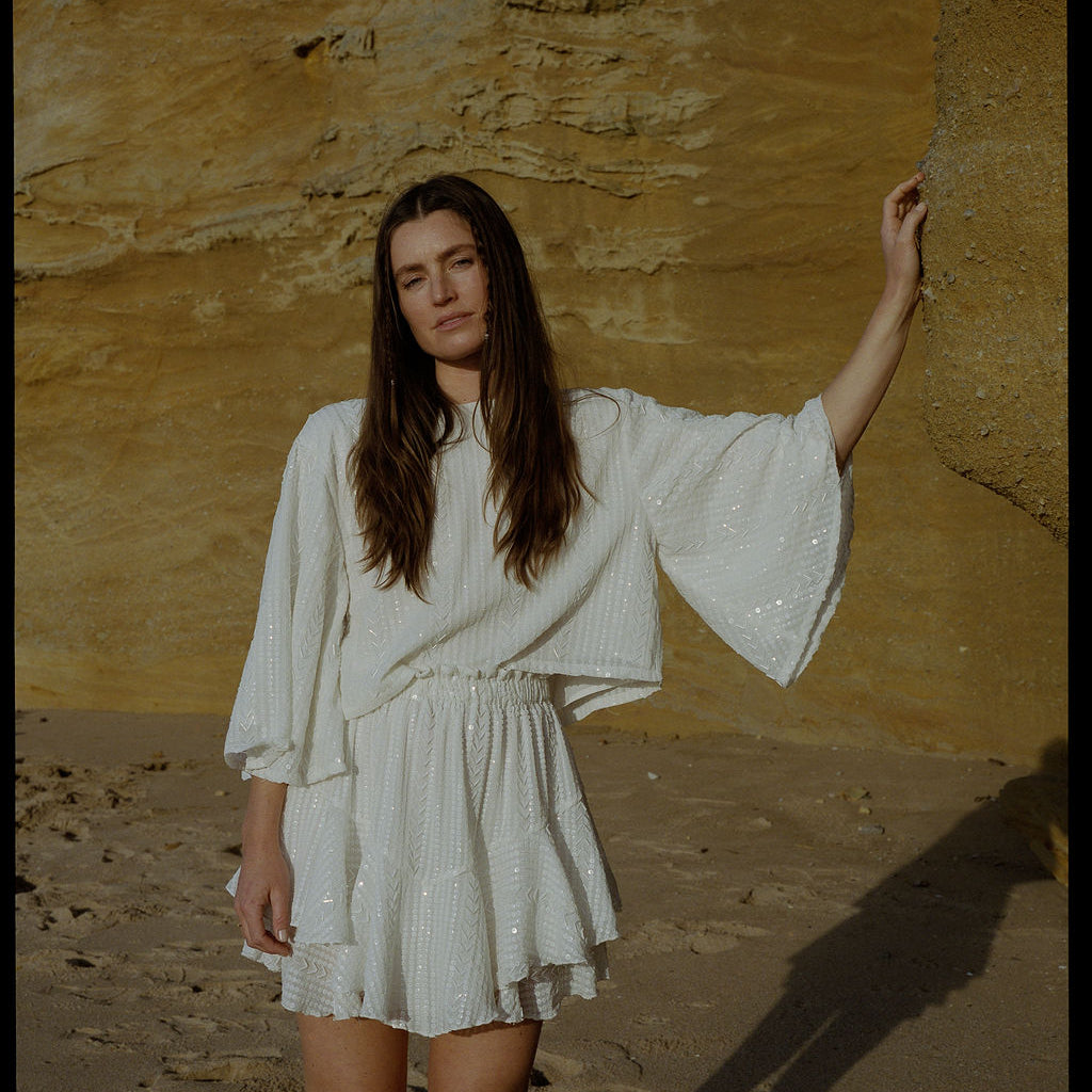 Sequin Jacket Top - Offwhite