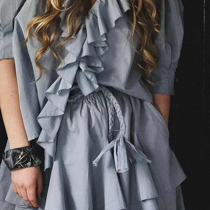 Frill Blouse - Breezy Blue