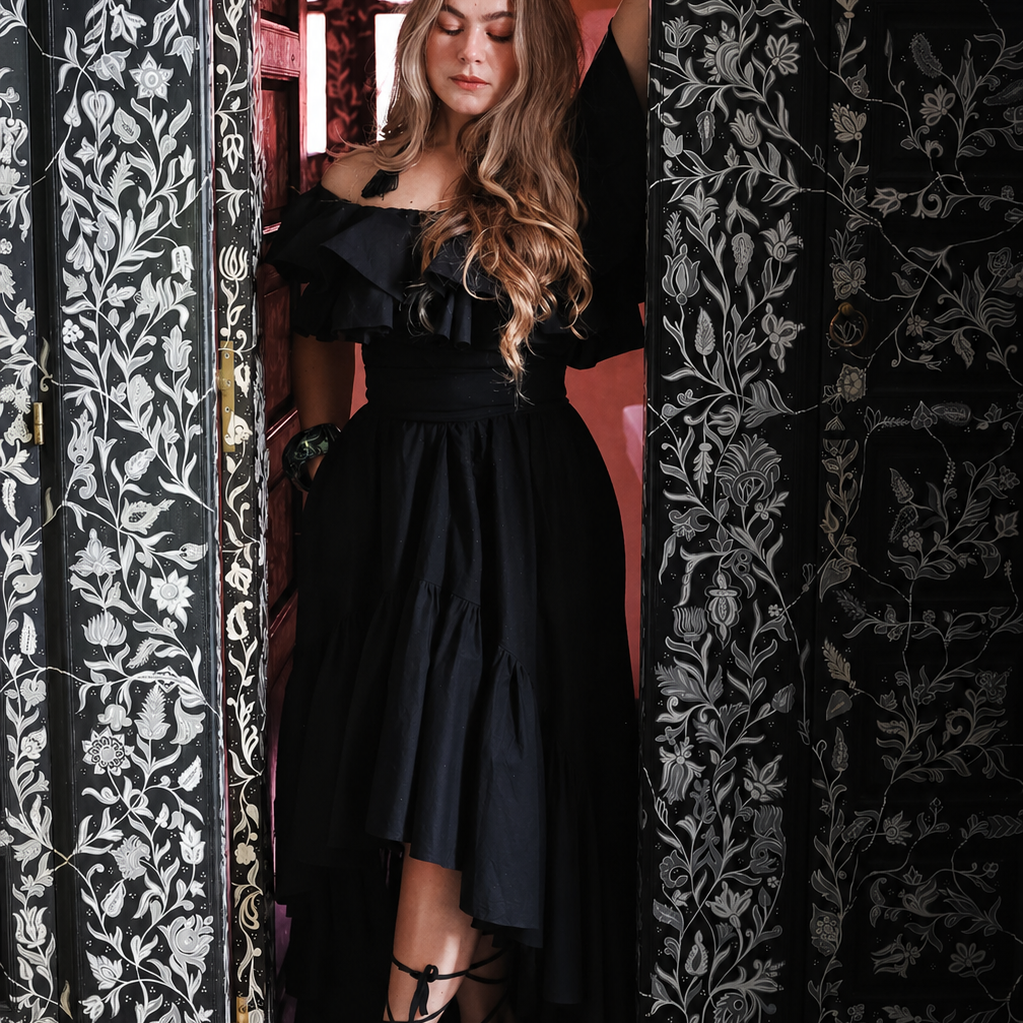 Senorita Cotton Dress - Black