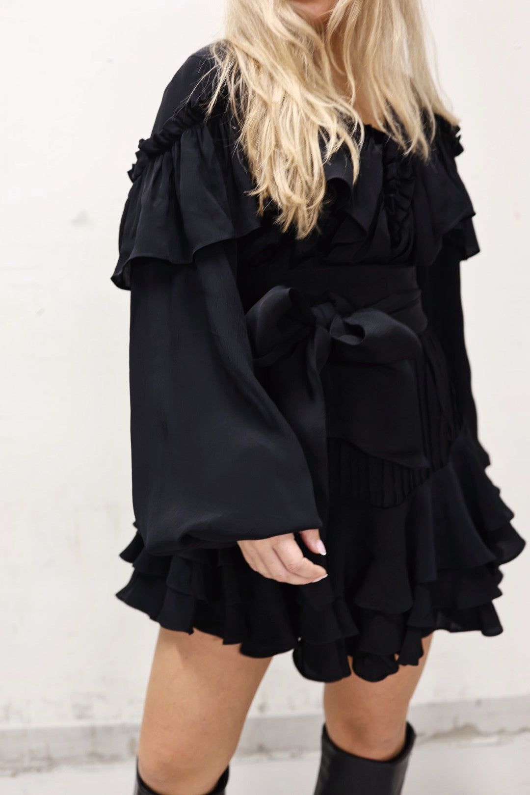 Party Frill Dress - Black