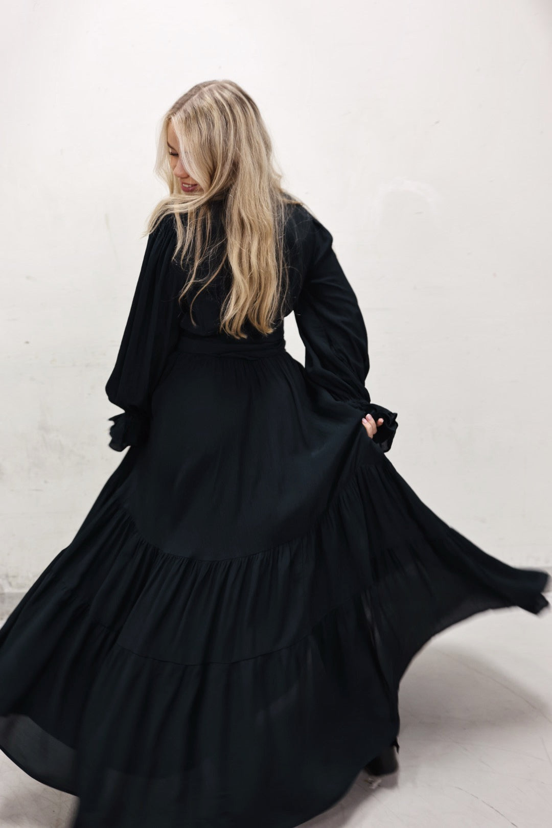 Long Frill Dress - Dark Green