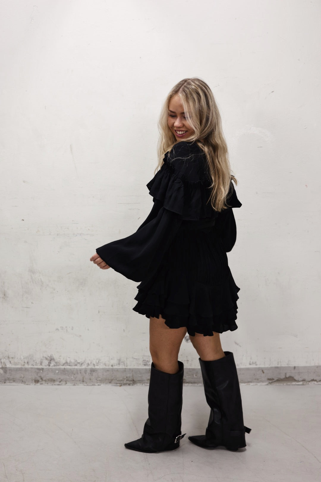 Party Frill Dress - Black