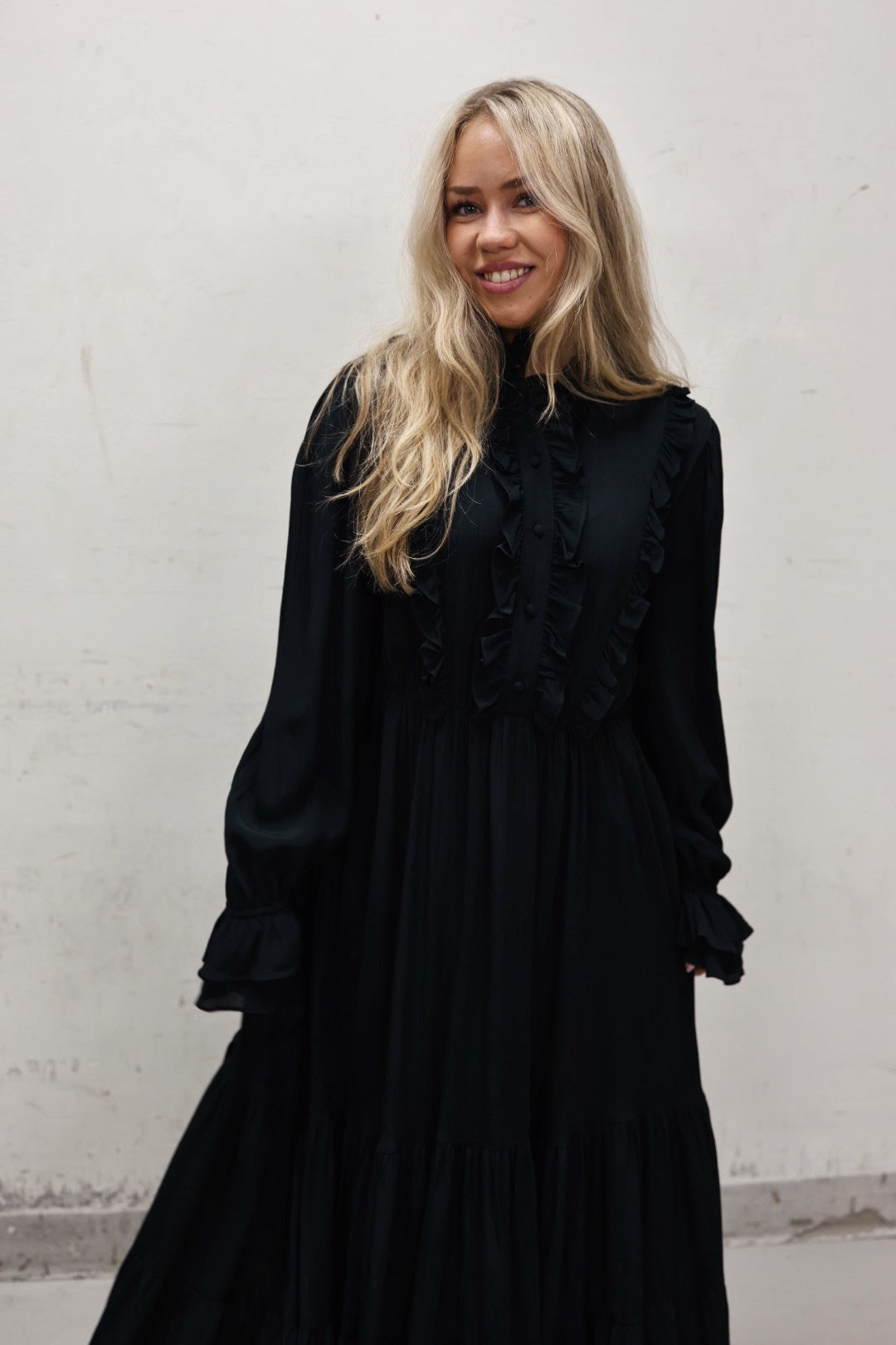 Long Frill Dress - Dark Green