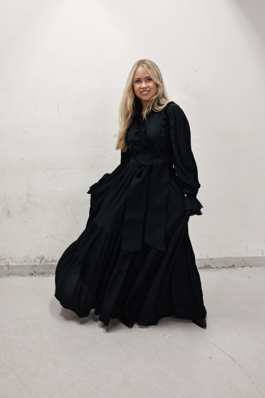 Long Frill Dress - Dark Green