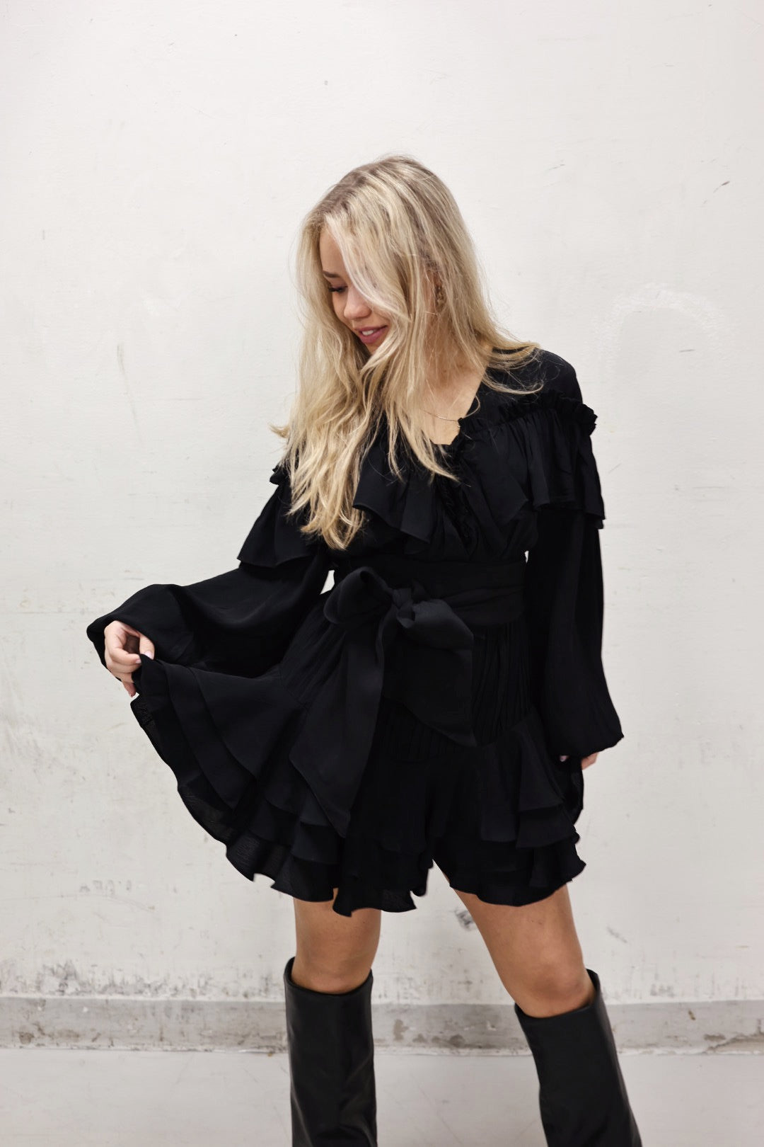 Party Frill Dress - Black