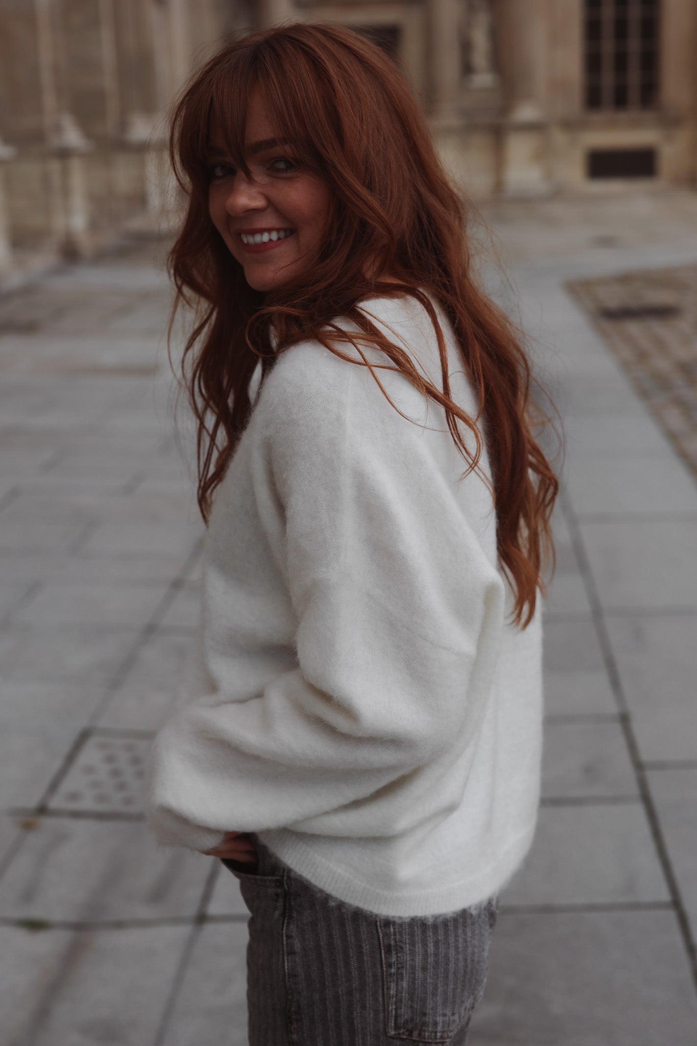 Boxy Card Sweater - Offwhite