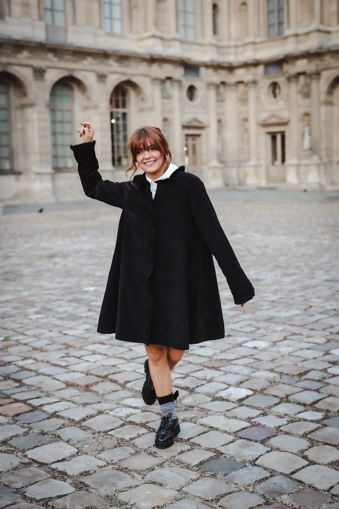 Cord Coat Dress - Black