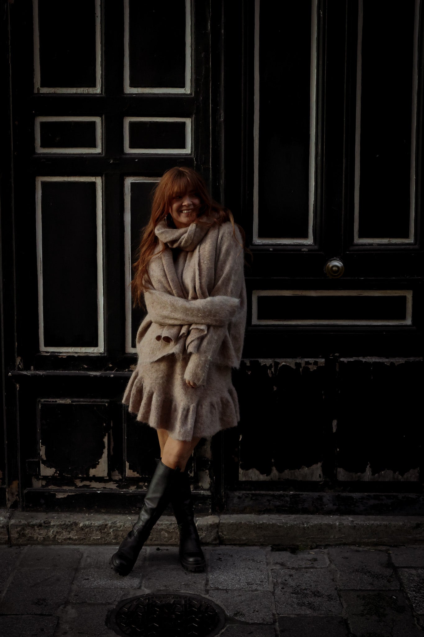 Knit Frill Skirt - Camel Melange