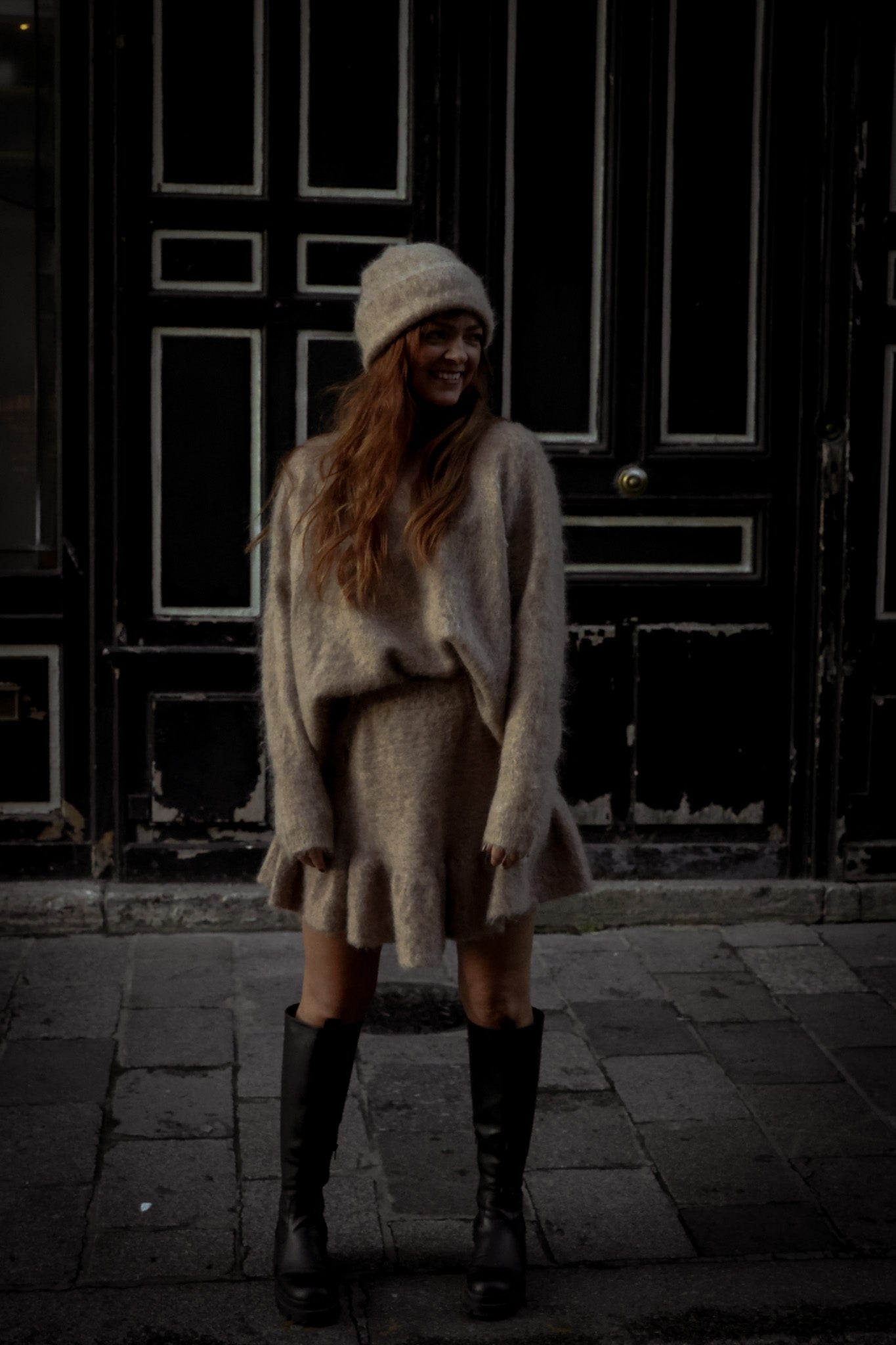 Knit Frill Skirt - Camel Melange