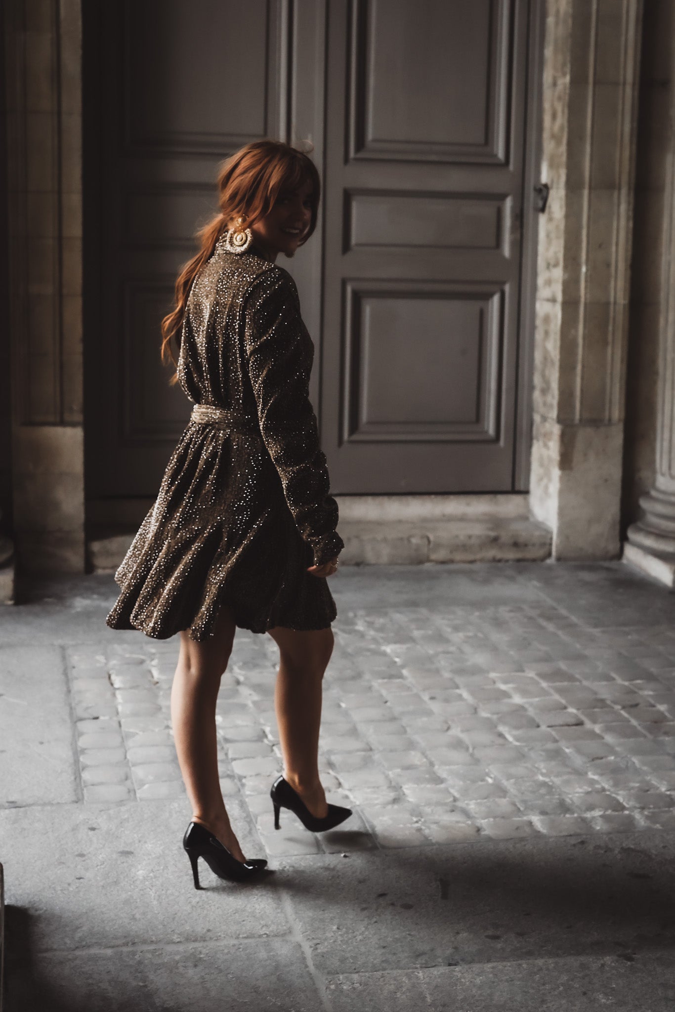 Stradust Frill Dress - Black & Gold