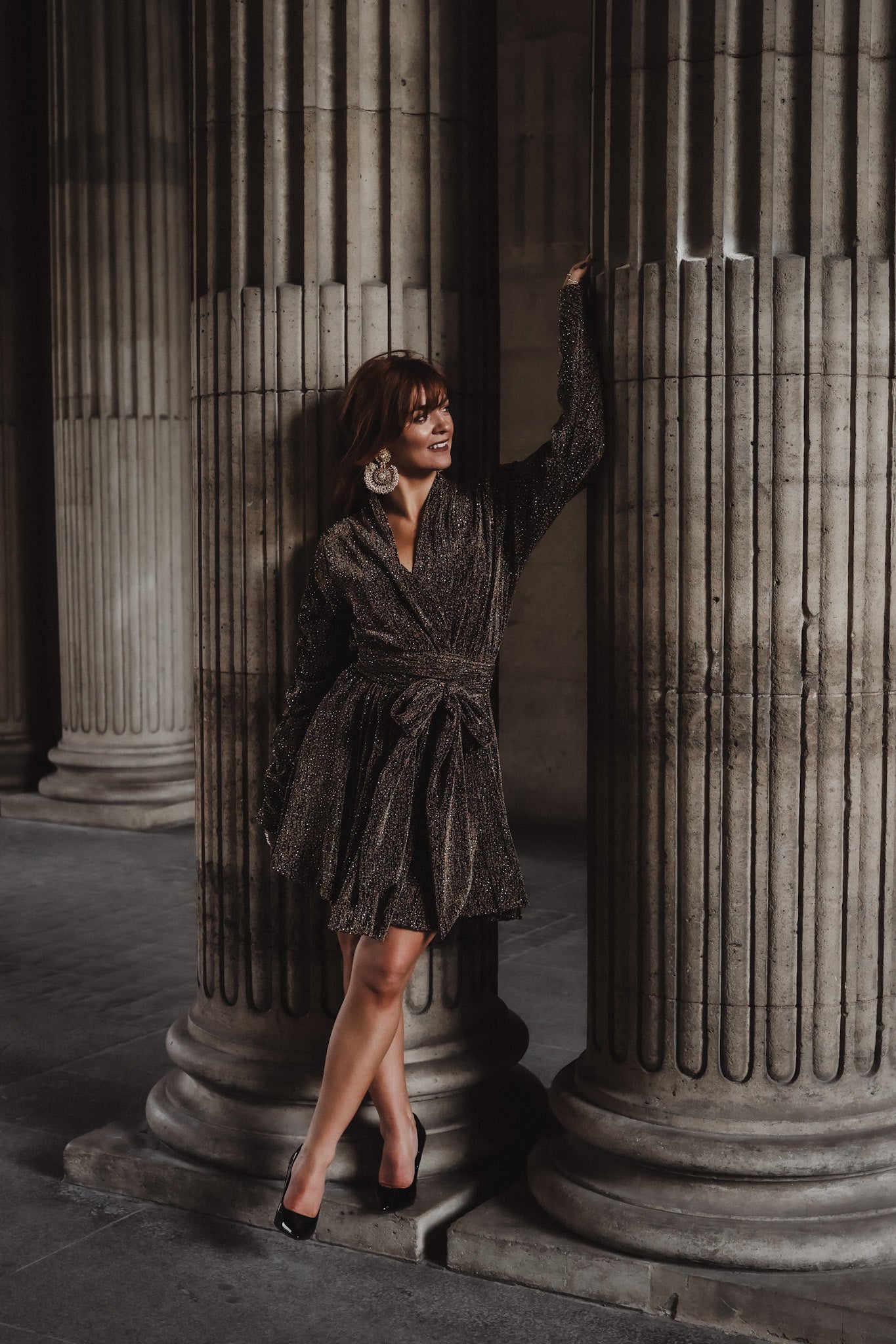 Stradust Frill Dress - Black & Gold