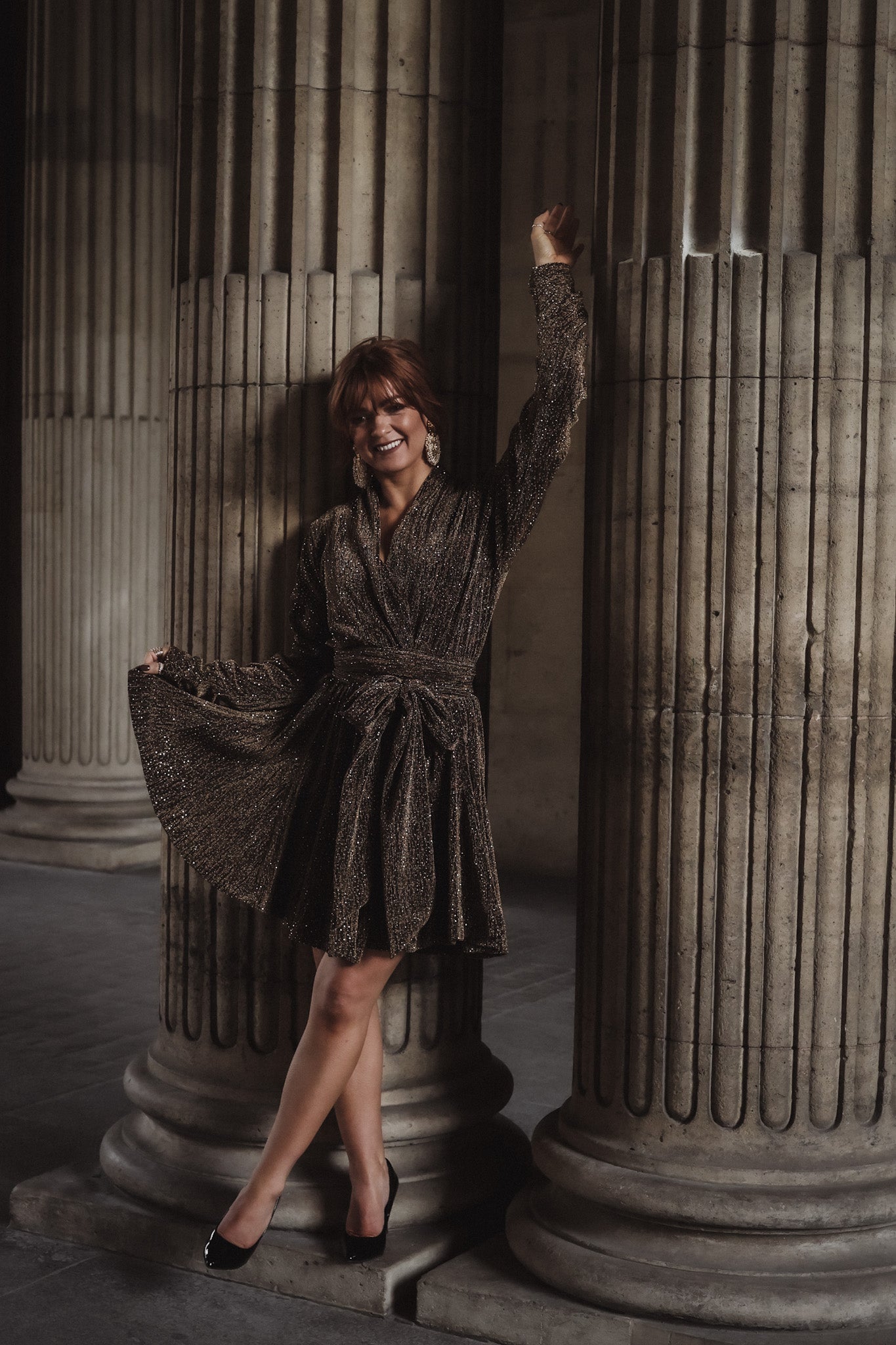 Stradust Frill Dress - Black & Gold