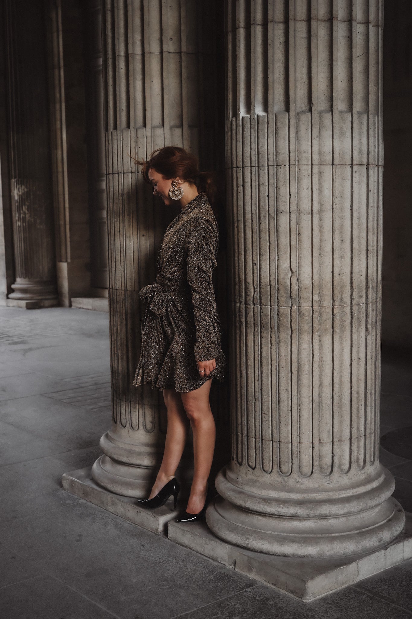 Stradust Frill Dress - Black & Gold