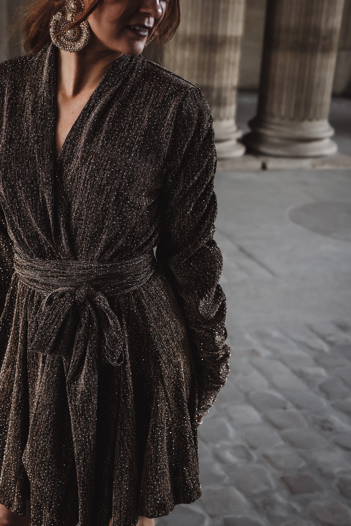 Stradust Frill Dress - Black & Gold