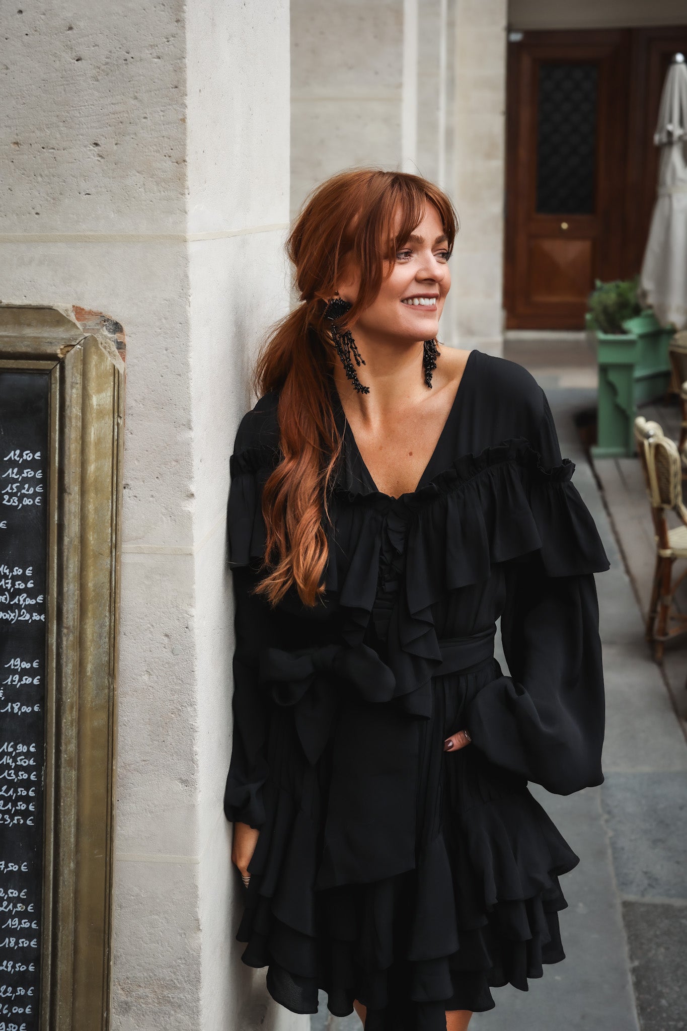 Party Frill Dress - Black