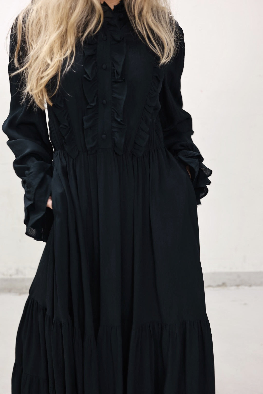 Long Frill Dress - Dark Green