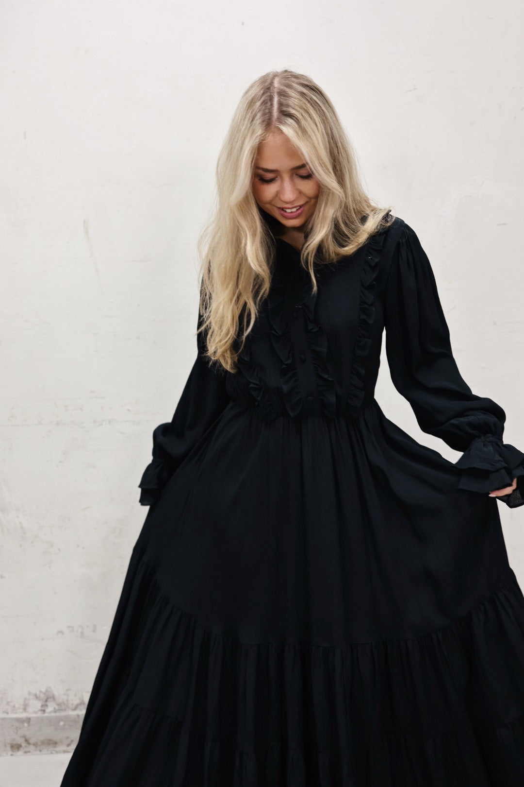 Long Frill Dress - Dark Green