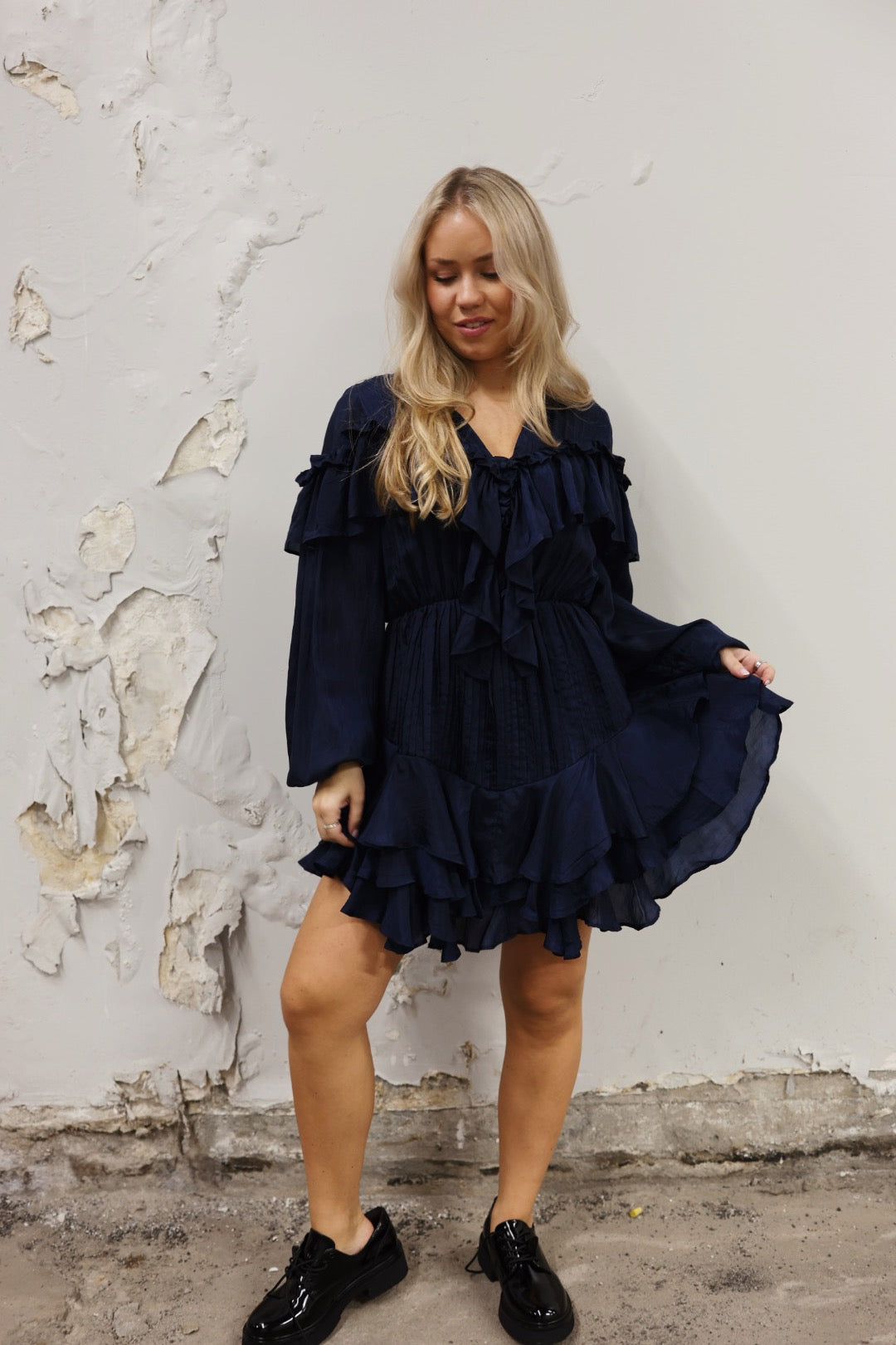 WOW Frill Dress - Dark Navy