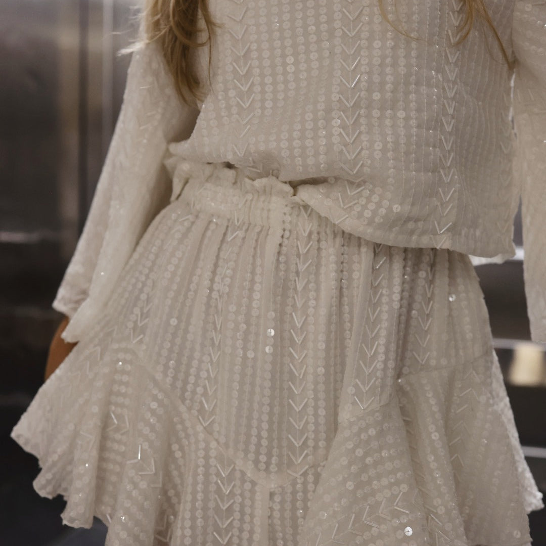 Sequin Skirt Shorts - Offwhite
