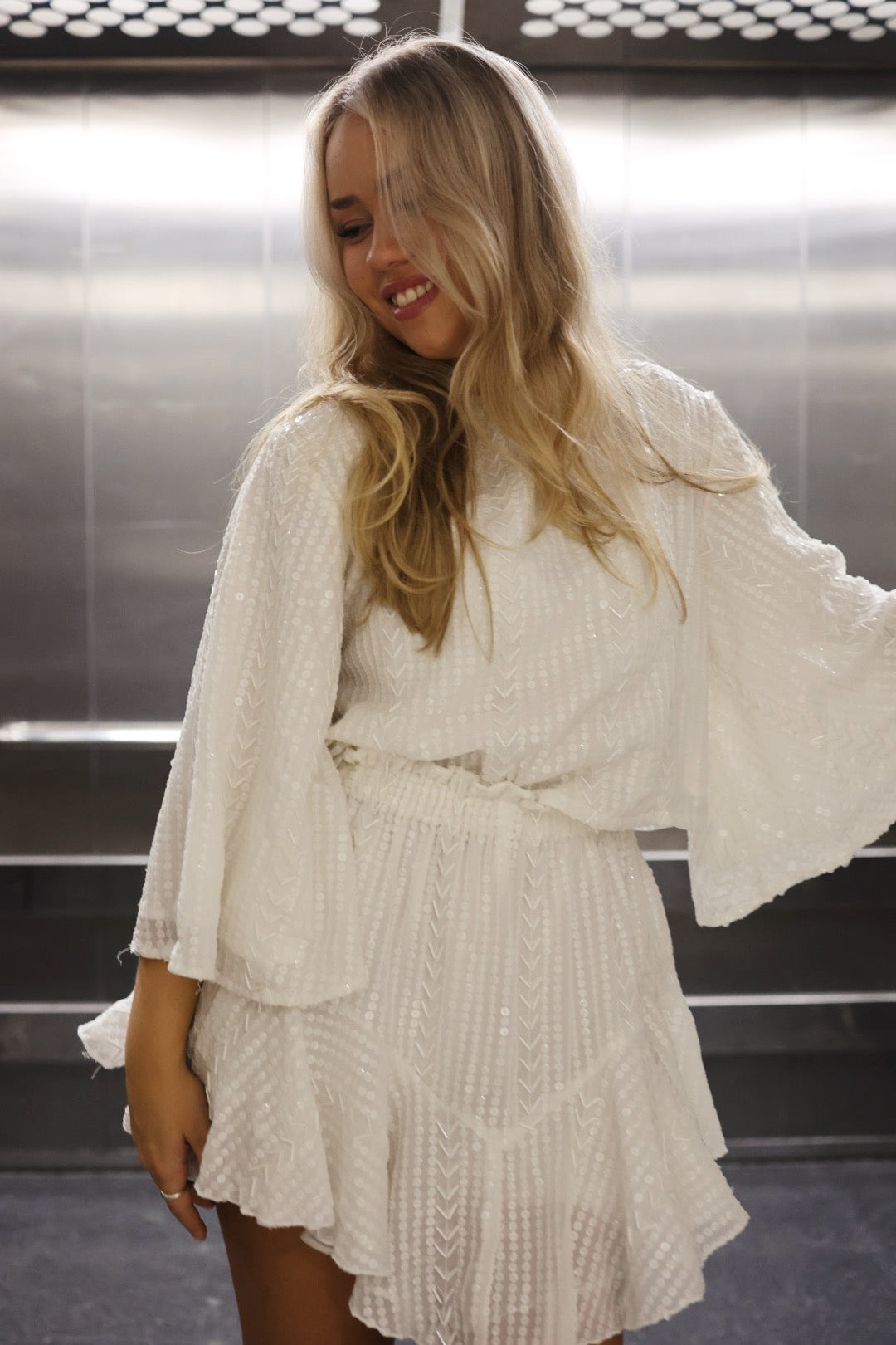 Sequin Skirt Shorts - Offwhite