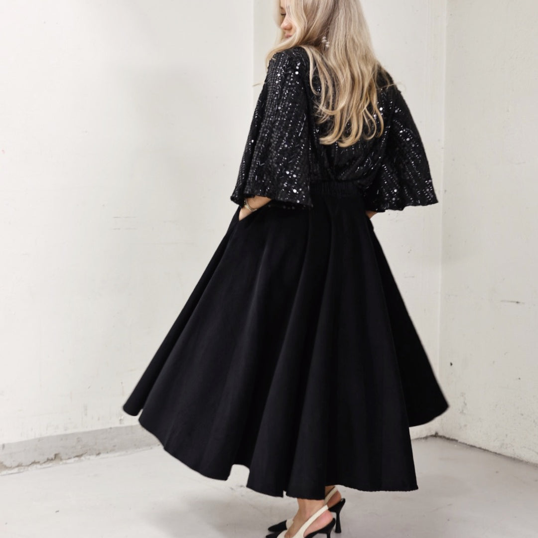 Carrie Cord Skirt - Black