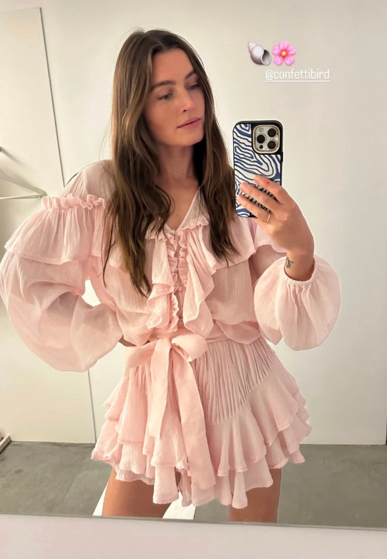 Frill Skirt Shorts - Light Pink