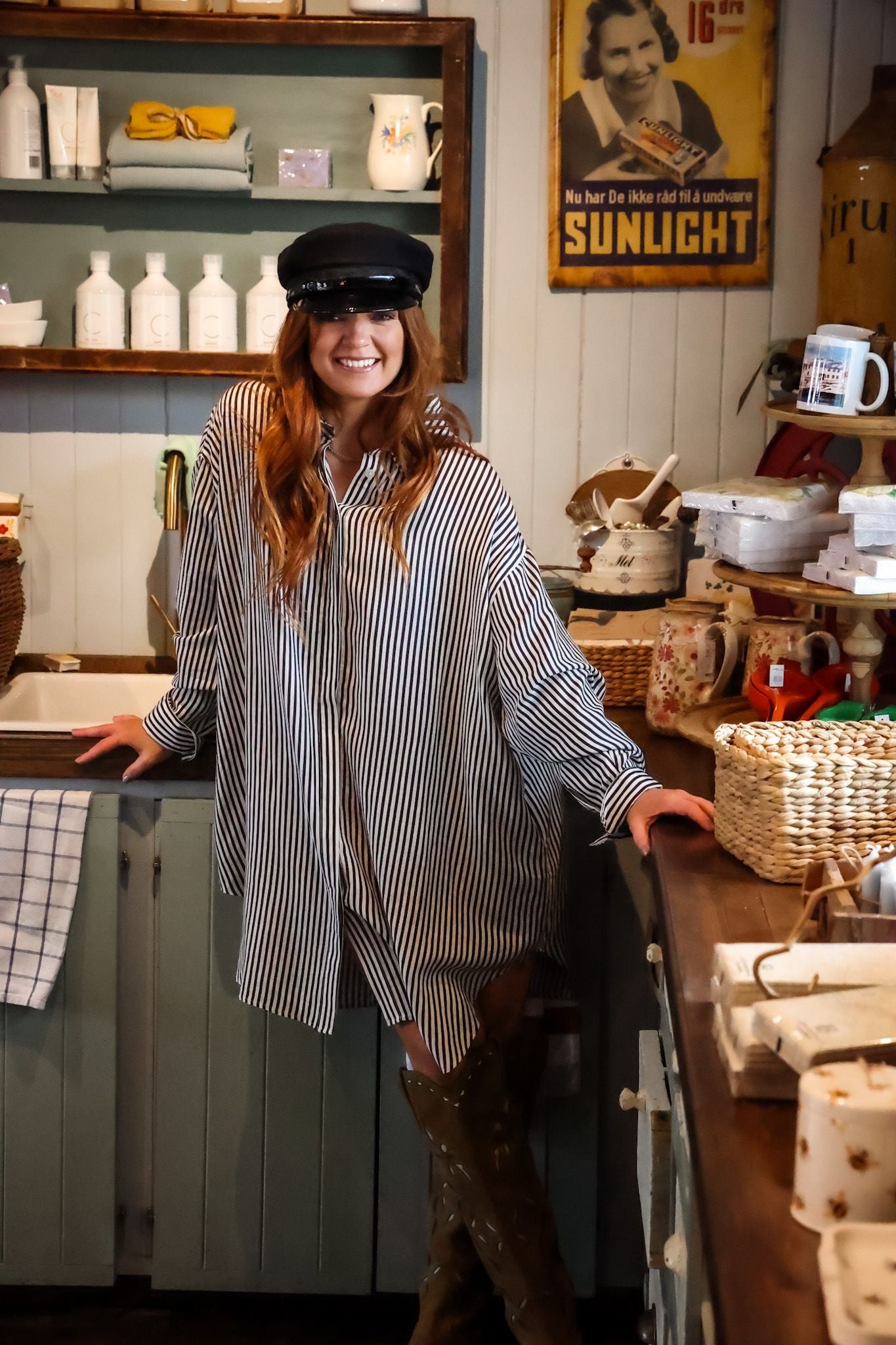Shirt Dress - Black Stripe