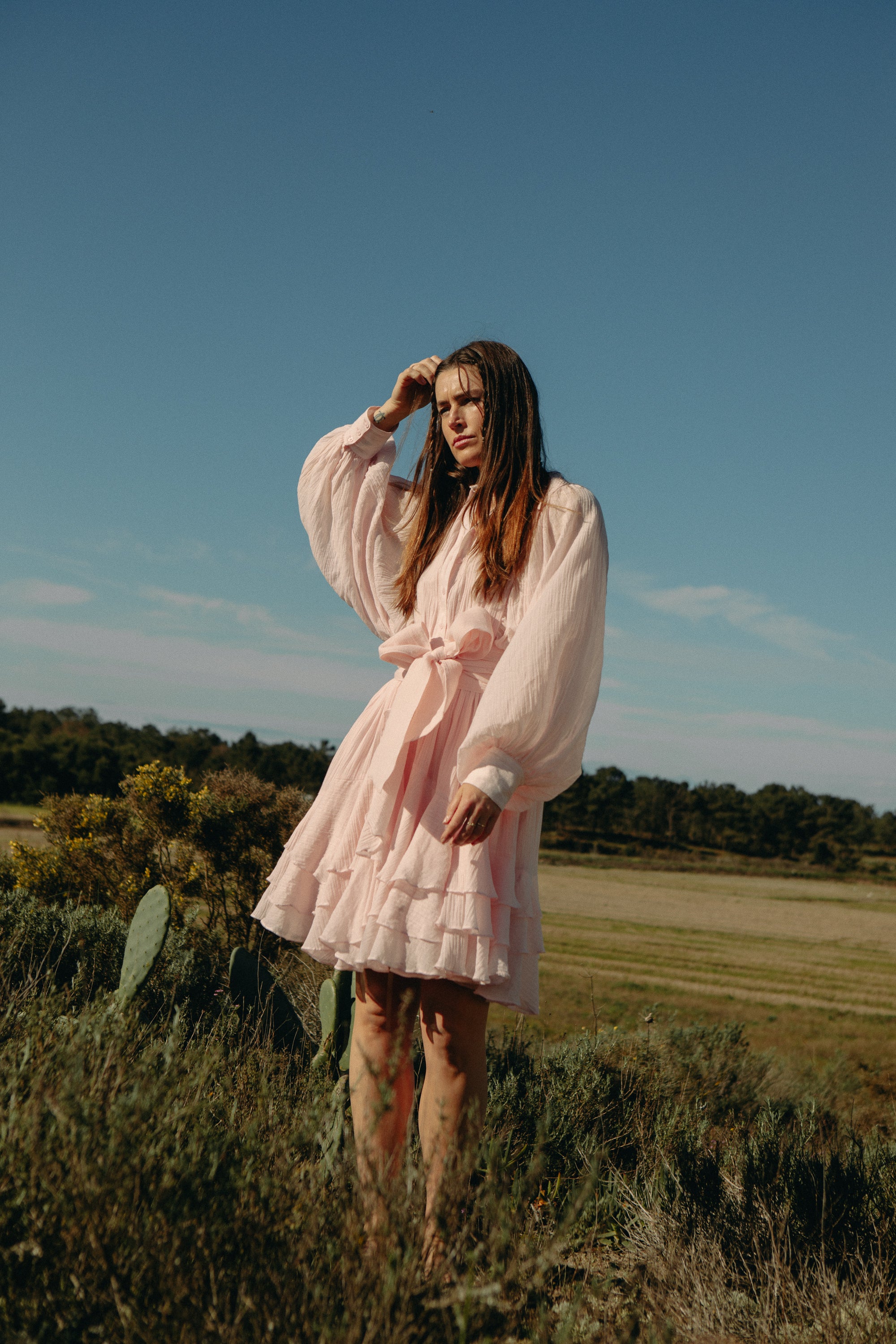 Frill Ranch Dress - Light Pink
