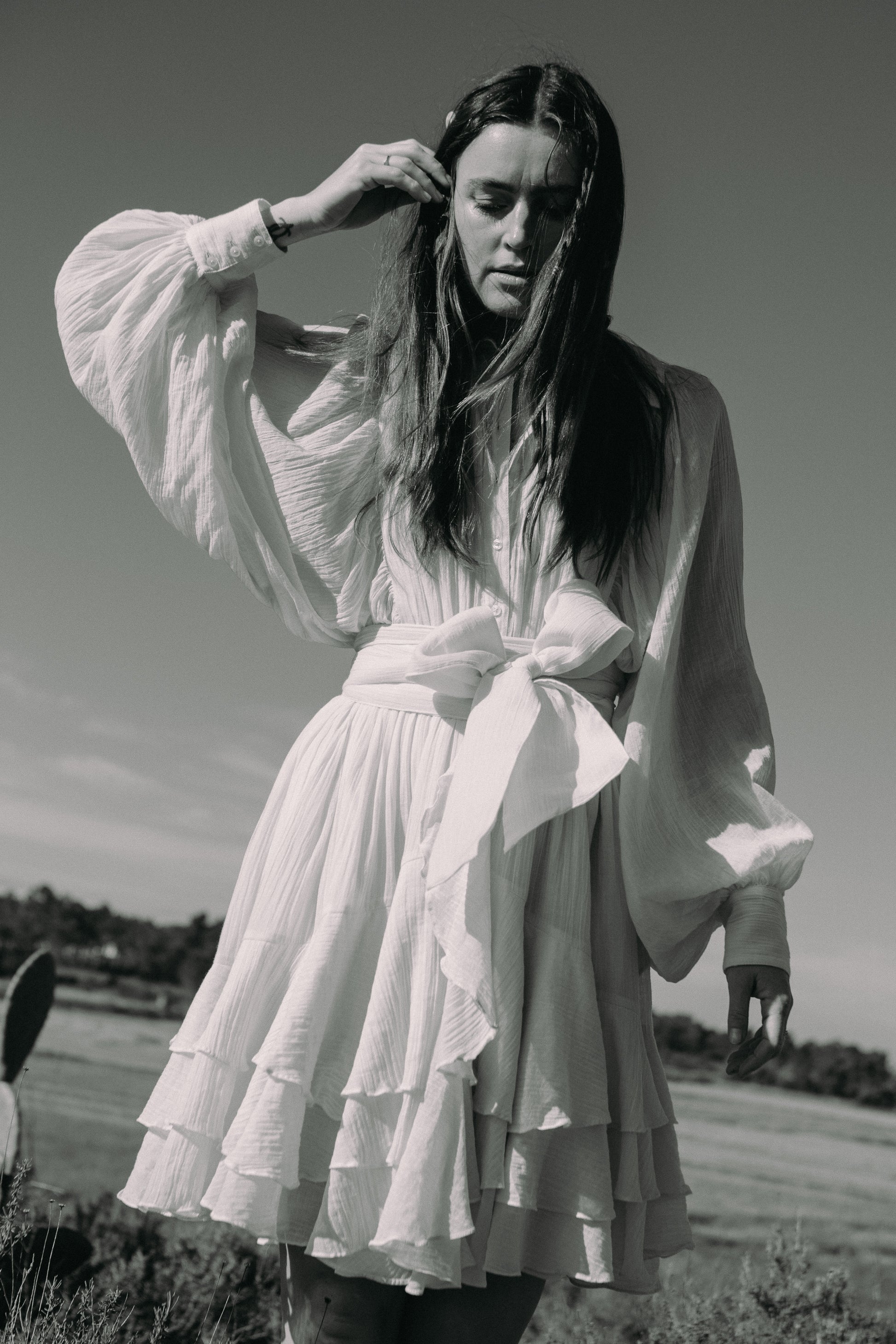 Ranch Frill Dress- Offwhite