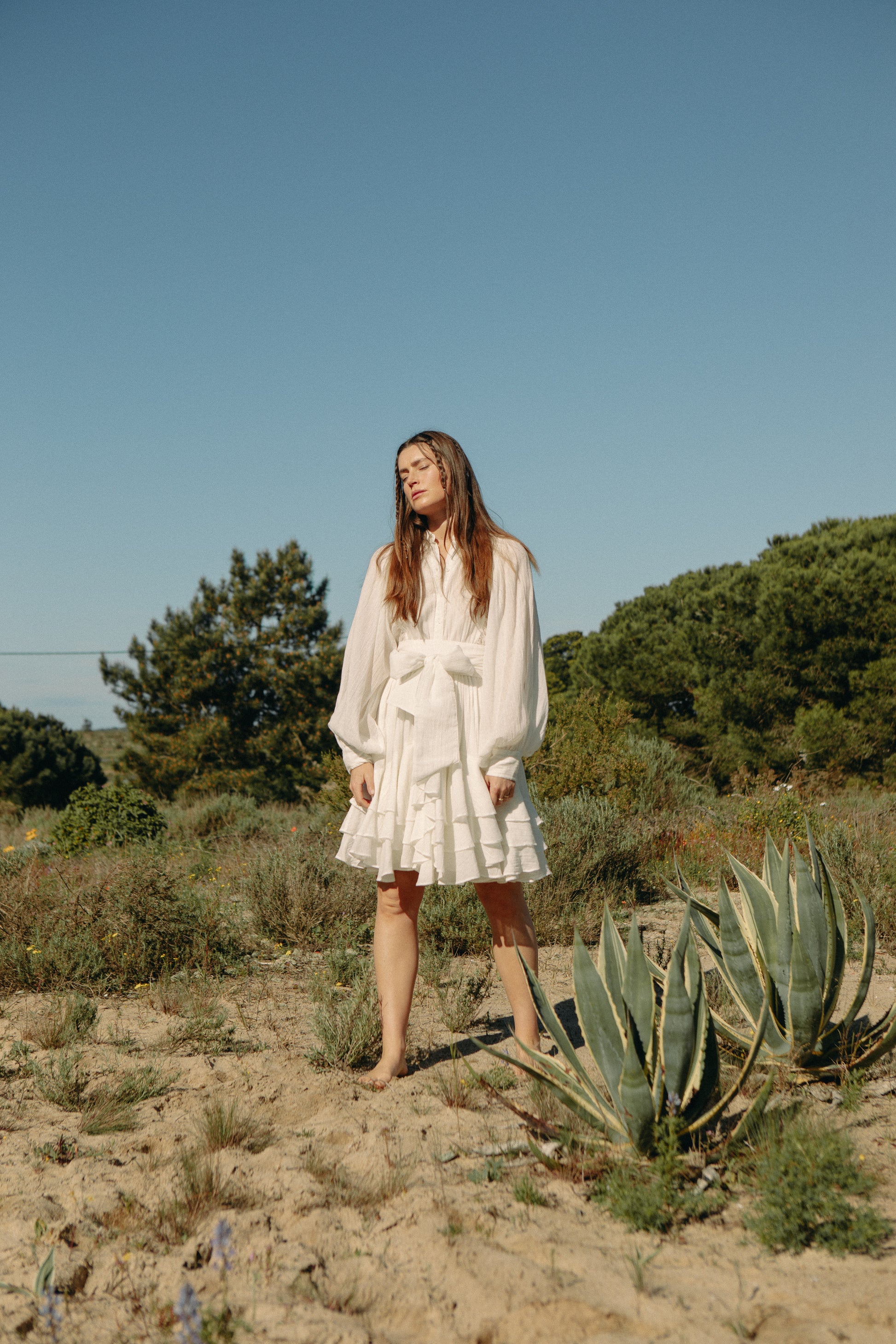 Ranch Frill Dress- Offwhite