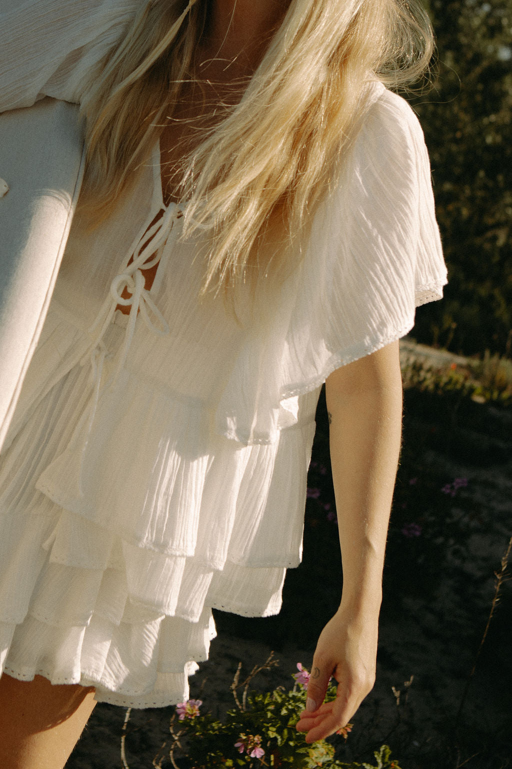 Frill Bow Top - Offwhite