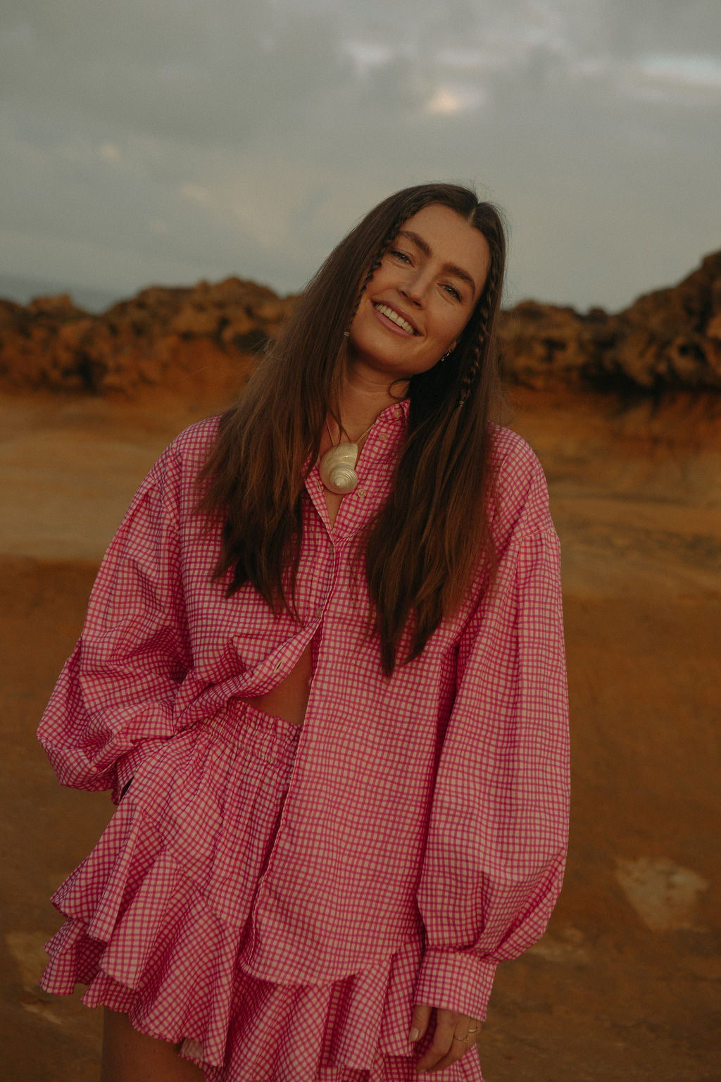 Summer Lounge Set - Hot Pink Check