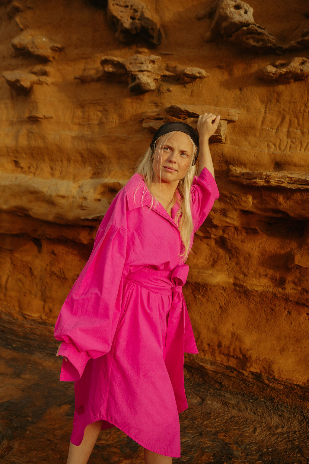 Boxy Shirt Dress - Hot Pink