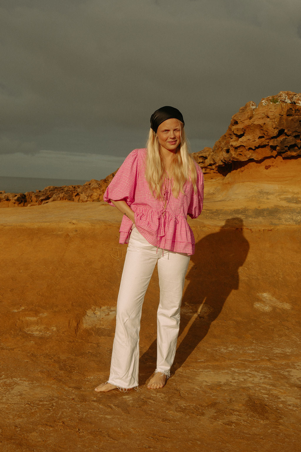 Boxy Bow Top - Hot Pink Check