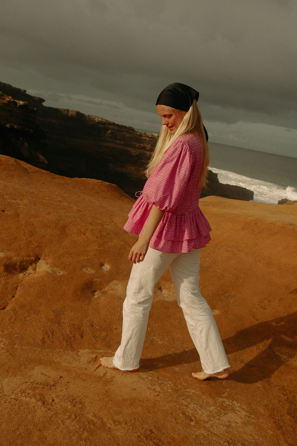Boxy Bow Top - Hot Pink Check