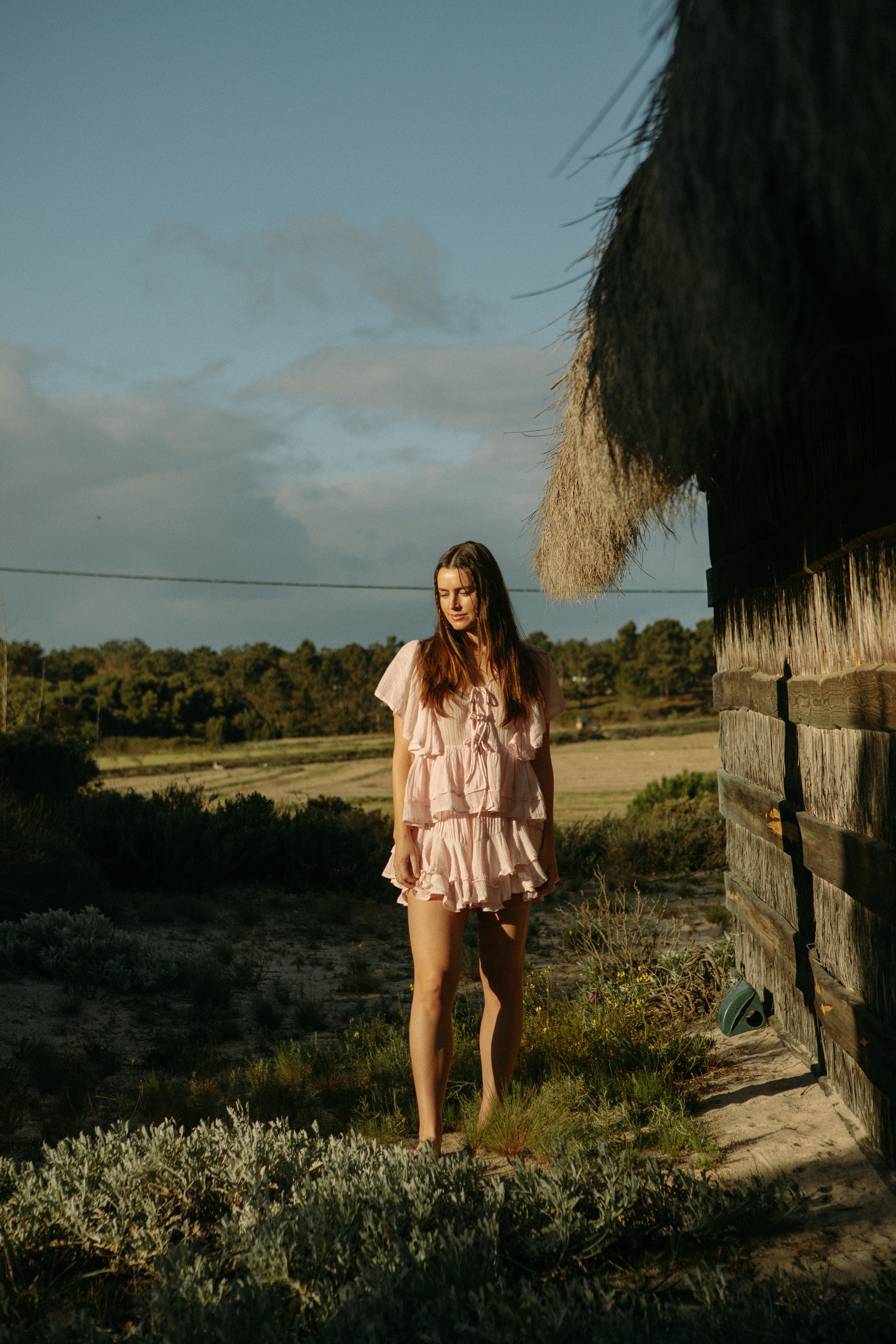 Frill Bow Top - Light Pink