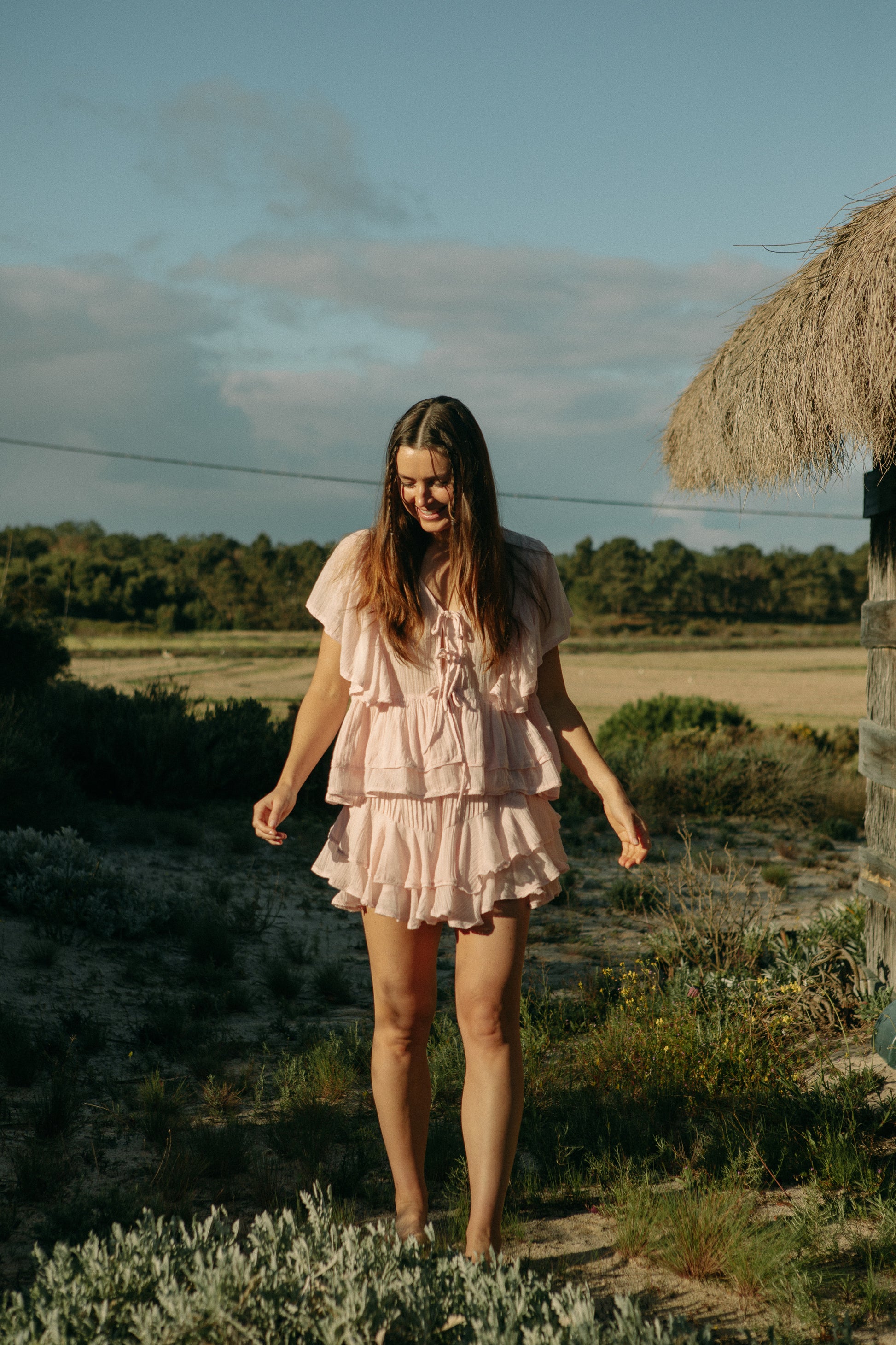 Frill Bow Top - Light Pink