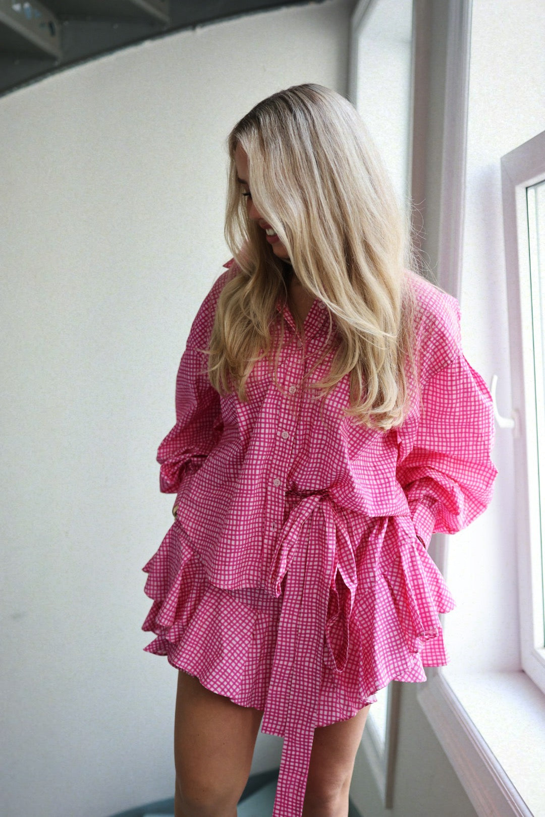 Summer Lounge Set - Hot Pink Check