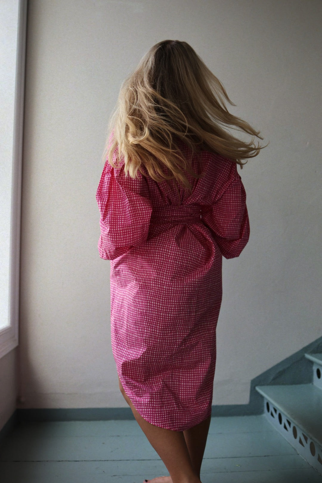 Boxy Shirt Dress - Hot Pink Check