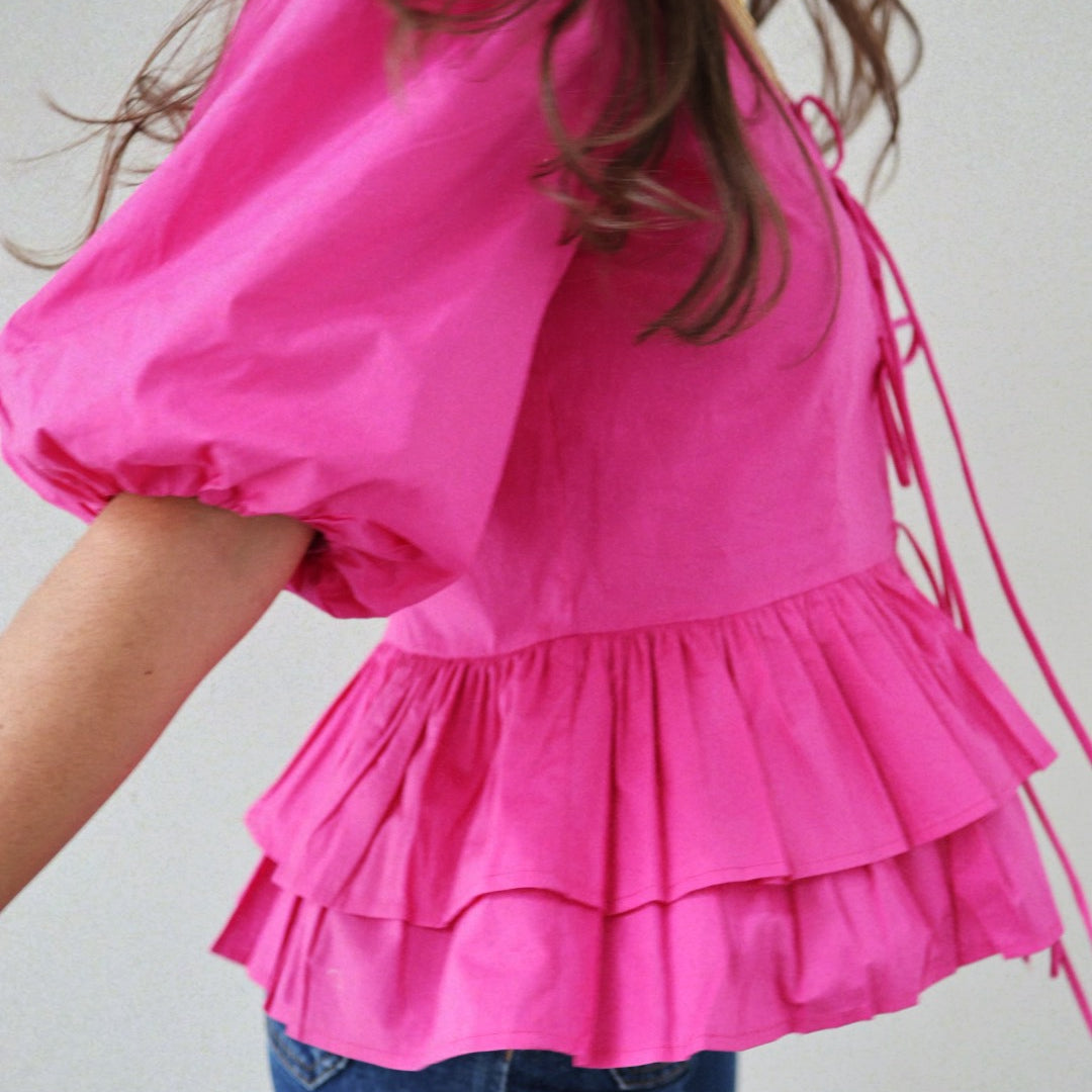 Boxy Bow Top - Hot Pink