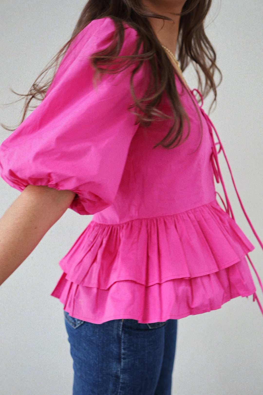 Boxy Bow Top - Hot Pink