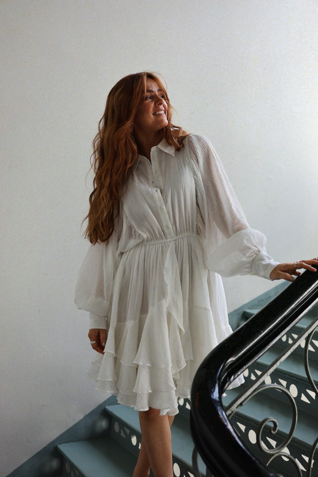 Ranch Frill Dress- Offwhite