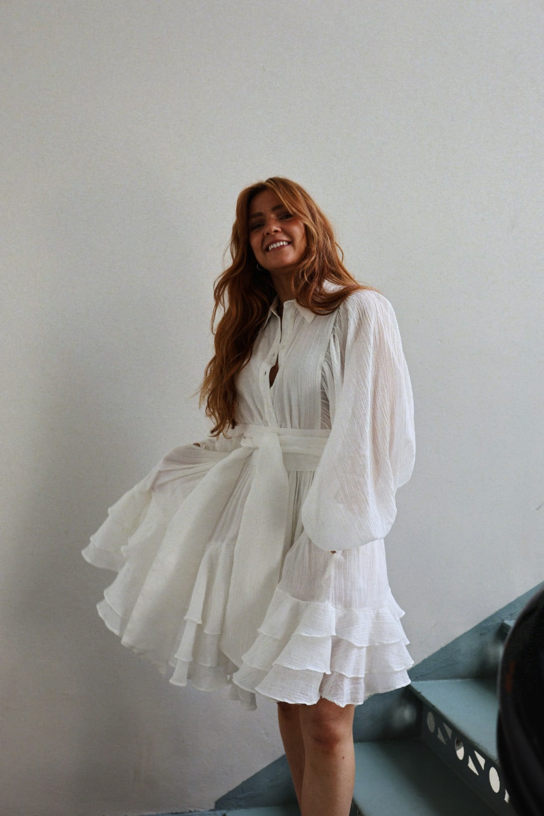 Ranch Frill Dress- Offwhite