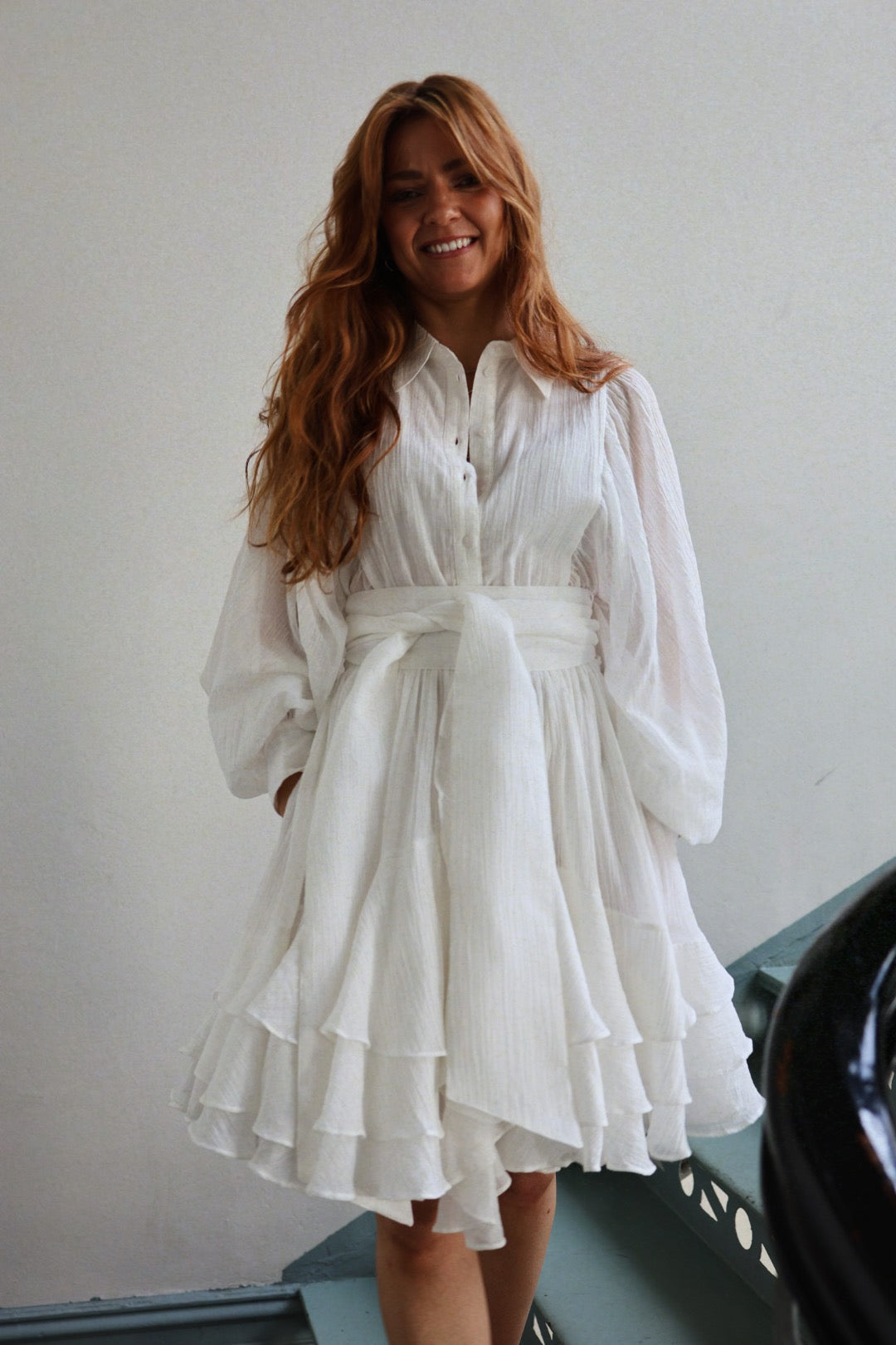 Ranch Frill Dress- Offwhite